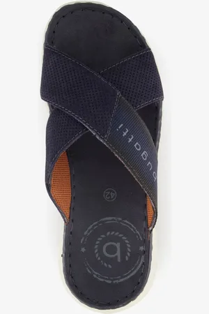 Bugatti Leren heren slippers cognac - Maat 41
