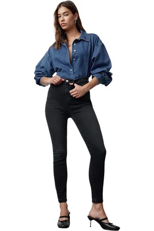Trendyol Antraciet Premium High Waist Skinny Jeans Twoaw25Je00000