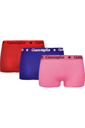 Gianvaglia Dames Onderbroek Katoen - Boxershort 3-pack - Korte Pijp - Maat M - /Blauw/Roze