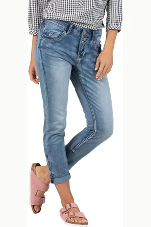 Timezone Dames Jeans Broeken SLIM NALITZ 7/8 slim Fit Blauw W 27 Volwassenen