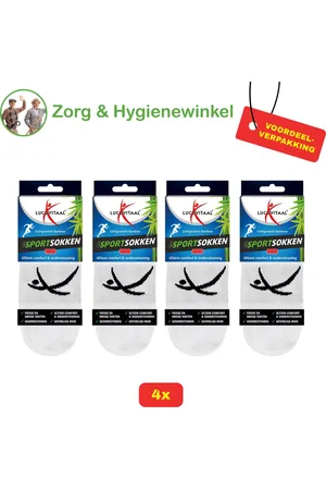 Lucovitaal 4 paar - - Bamboe Witte Sportsokken (Maat: 43-46) Voordeelverpakking