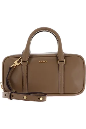 DKNY Leren Schoudertas Handtas Aggie Satchel Lichtbruin