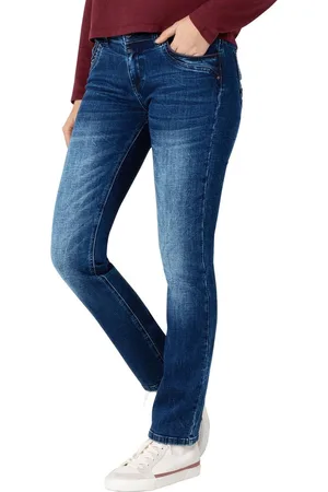 Timezone Dames Jeans Broeken SLIM TAHILATZ slim Fit Blauw 28W / 32L Volwassenen