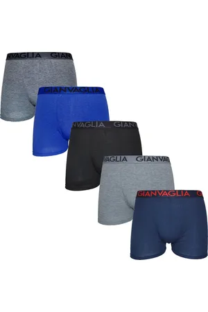 Gianvaglia 023 Heren Boxershorts 5-pak – Effen – Blauw/ /Grijs maat XL