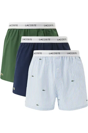 Lacoste Heren Wijde Boxershorts Katoen 3-Pack Blauw/Wit/Groen - Maat L