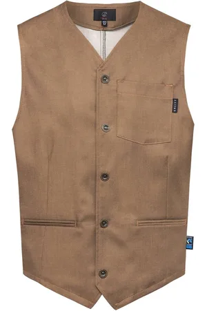 Merkloos Heren gilet denim camel
