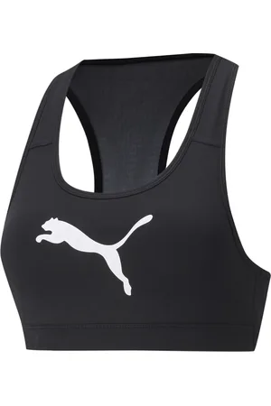 PUMA Mid Impact 4Keeps Graphic Bra PM Dames Sportbeha - Zwart/Wit - Maat S