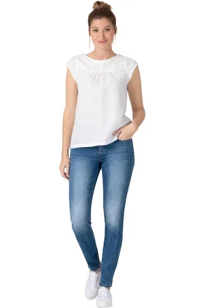 Timezone Dames Jeans Broeken Slim EnyaTZ Womenshape slim Fit Blauw 31W / 30L Volwassenen