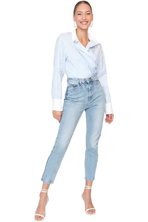 Trendyol Lichtblauwe Mom Jeans Met Hoge Taille Twoss21Je0016