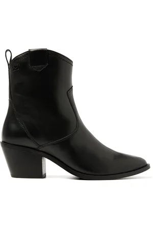Lazamani Ambre Dames Enkellaarsjes Leer Black - Maat 42
