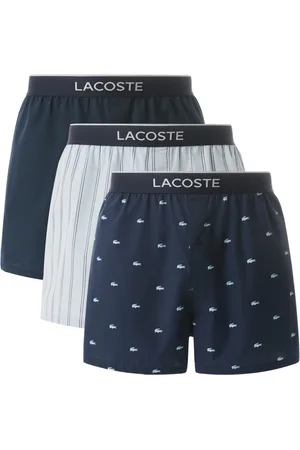 Lacoste Heren Wijde Boxershorts Katoen 3-Pack Lichtblauw/Donkerblauw - Maat S