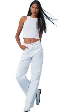Trendyol Witte Jeans Met Hoge Taille En Wijde Pijpen Twoss24Je00140