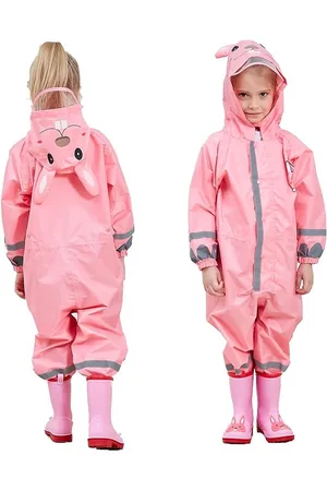 Merkloos Regenjas Kinderen Regenjassen met Capuchon Meisje Jongen Regenkleding Lichtgewicht Overall Waterdicht Regenpak Draagbaar Ademend PVC Transparante Hoed Rand Rits Gesp 7-10 jaar, .