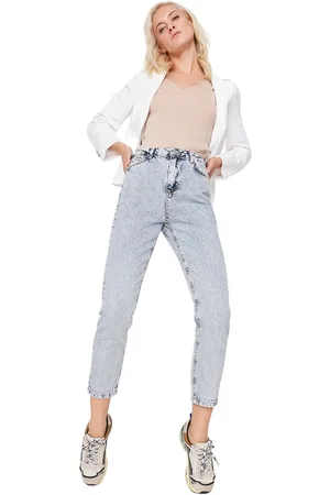 Trendyol Mom Jeans Met Hoge Taille, Lichtblauwe Wassing Twoss21Je0028