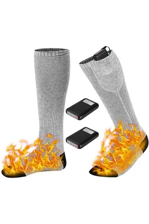 Merkloos Verwarmde sokken, verwarmde sokken met accu, elektrische warme sokken met 3 instelbare temperaturen, 4000 mAh batterij, verwarmingssokken voor dames en heren