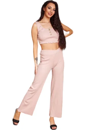 Merkloos 2 delige set effen top + lange broek one size S-M-L