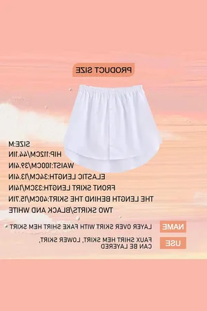Merkloos Verlenging 2 Stuks Dames Shirt Blouse Rok Mini Petticoat Hem (Zwart & Wit)