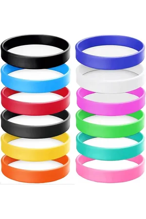 Merkloos Rubberen armbanden - Set van 12 stuks in meerdere kleuren voor mannen, kinderen en sportieve gelegenheden