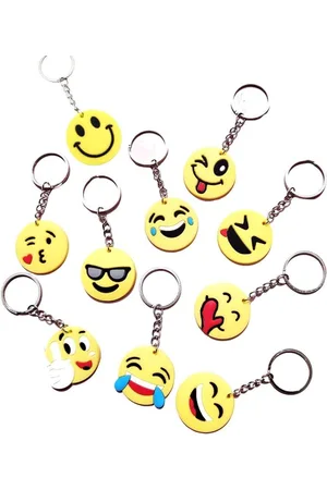 Merkloos Mini-emoji-sleutelhangers - Set van 10 stuks voor kinderen en volwassenen