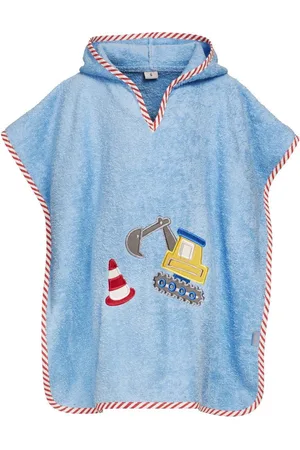 Playshoes Poncho met capuchon voor kinderen - Bouwwerkplaats - - maat S