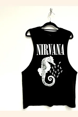 Nirvana Seahorse & Logo Mono Tanktop - L