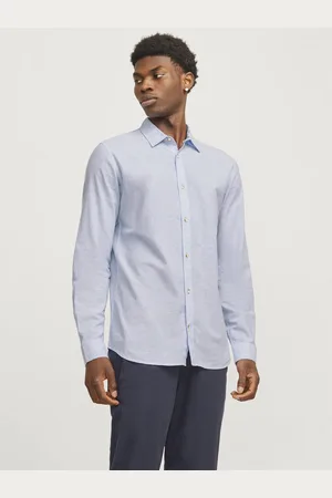 JACK & JONES JACK&JONES - JJESUMMER LINEN BLEND SHIRT LS SN - Heren - Overhemden