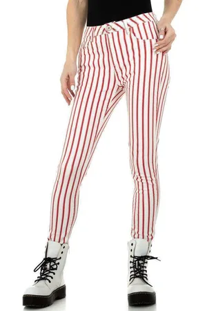 Merkloos Skinny broek rood gestreept S