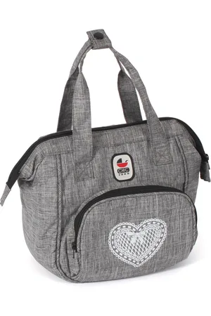 Merkloos Luiertas voor Poppen - Ruime Poppentas met Hengsel - Poppenaccessoires - Jeans Grijs