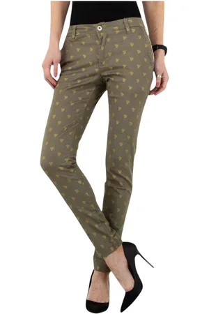 Merkloos Skinny broek met gouden cactus opdruk S