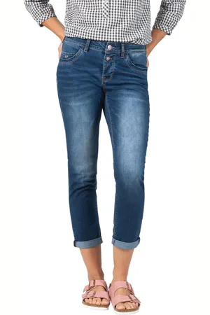 Timezone Dames Jeans Broeken SLIM NALITZ 7/8 slim Fit Blauw W 28 Volwassenen