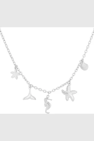 Yehwang Ketting met bedels zee - Bedel ketting dames - Zilveren ketting - 40 + 5 cm - Nikkel vrij - Stainless Steel - Waterproof - Dames ketting - Kerst sieraden - Kerst ketting - Sinterklaas cadeau - Moederdag - Valentijn - Cadeau dames