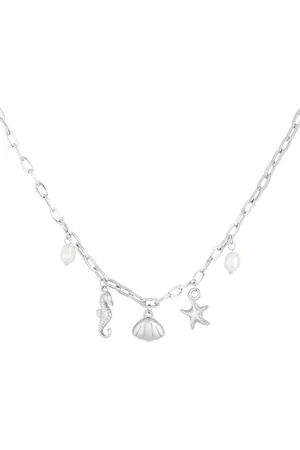 Yehwang Ketting met bedels schelpen - Bedel ketting dames - Zilveren ketting - 40 + 5 cm - Nikkel vrij - Stainless Steel - Waterproof - Dames ketting - Kerst sieraden - Kerst ketting - Sinterklaas cadeau - Moederdag - Valentijn - Cadeau dames