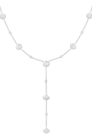 Yehwang Lange ketting schelpen - Minimalistische ketting - Zilveren ketting - Stainless Steel - Waterproof - Verkleurt niet - Dames ketting - Moederdag - Valentijn - Kerst - Sinterklaas - Cadeau voor dames