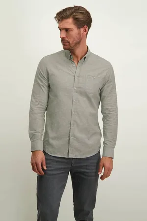 BLUE FIELDS Overhemd Linnen Mix Overhemd Met Lange Mouw 21133051 1134 Mannen Maat - XL