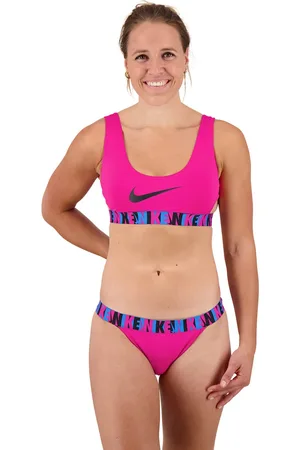 Nike Swim Logo Tape Scoop Neck Bikinitopje platte naden - sneldrogend