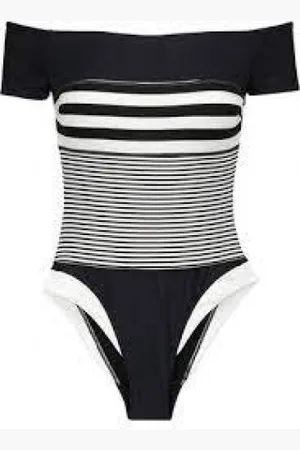 Max Mara Circolo Black big stripe bath suit 40