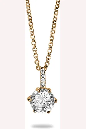 Twice As Nice Halsketting in 18kt verguld zilver, grote en kleine steentjes 45 cm+5 cm