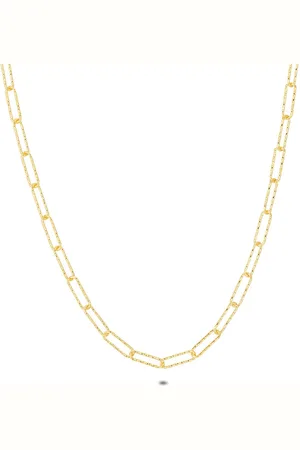 Twice As Nice Halsketting in 18kt verguld zilver, schakelketting 60 cm+5 cm