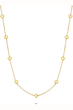 Twice As Nice Halsketting in 18kt verguld zilver, hartjes 40 cm