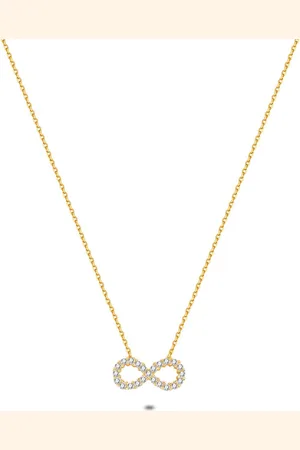 Twice As Nice Halsketting in 18kt verguld zilver, infinity, zirkonia 40 cm