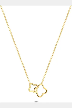 Twice As Nice Halsketting in 18kt verguld zilver, dubbele bloem 40 cm