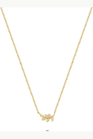 Twice As Nice Halsketting in 18kt verguld zilver, bladmotief 40 cm