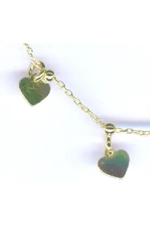 Twice As Nice Halsketting in 18kt verguld zilver, 7 hartjes 40 cm+5 cm