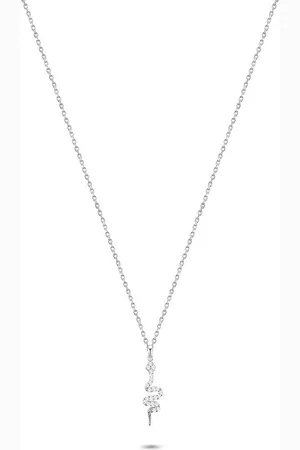 Twice As Nice Halsketting in zilver, slang witte zirkonia 40 cm+5 cm