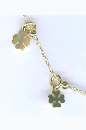 Twice As Nice Halsketting in 18kt verguld zilver, 7 klavertjes 40 cm+5 cm