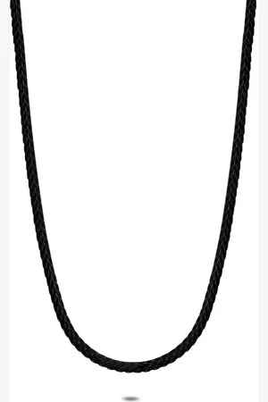 Twice As Nice Halsketting in edelstaal, zwarte palmierschakel 50 cm