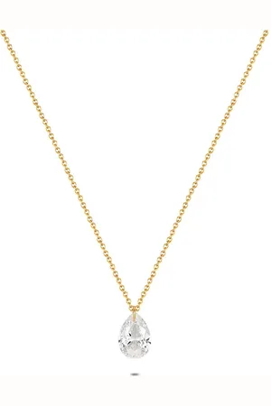Twice As Nice Halsketting in 18kt verguld zilver, druppelvorm 40 cm