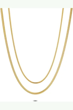 Twice As Nice Halsketting in goudkleurig edelstaal, slangenketting 40 cm