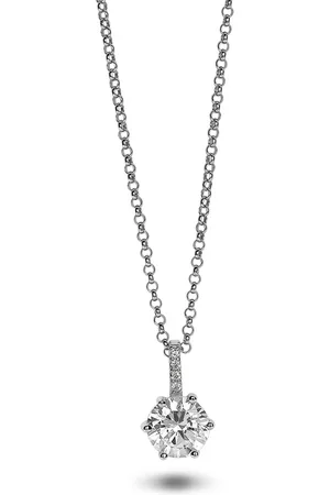 Twice As Nice Halsketting in zilver, grote en kleine steentjes 40 cm+5 cm