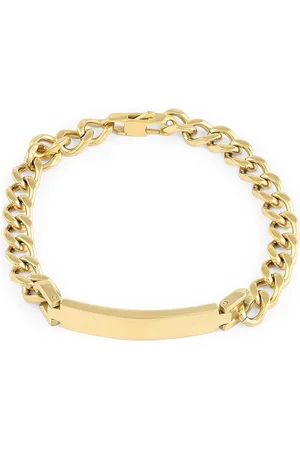 Twice As Nice Armband in goudkleurig edelstaal, gourmet ketting, naamplaat 21 cm